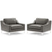 Harness Stainless Steel Base Leather Armchair Set of 2 image