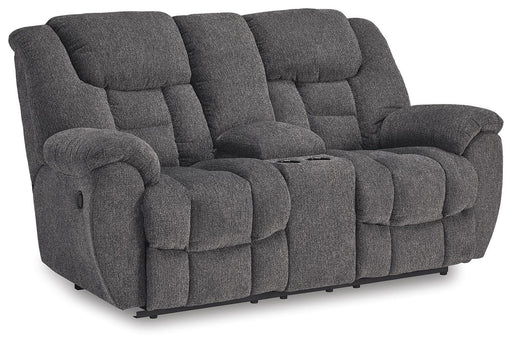 Foreside Reclining Loveseat with Console - Dinettes Plus Furniture
