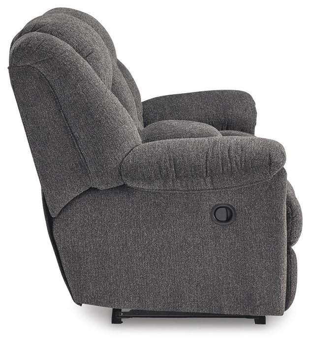 Foreside Reclining Loveseat with Console - Dinettes Plus Furniture
