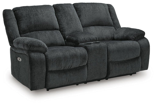 Draycoll Power Reclining Loveseat with Console - Dinettes Plus Furniture