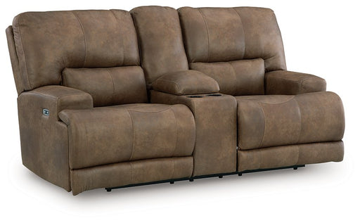 Beckley Place Power Reclining Loveseat with Console - Dinettes Plus Furniture