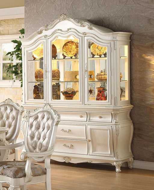 Acme Chantelle Buffet and Hutch in Pearl White 63544 - Dinettes Plus Furniture