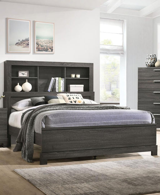 Acme Furniture Lantha Queen Bookcase Panel Bed in Grey Oak 22030Q - Dinettes Plus Furniture