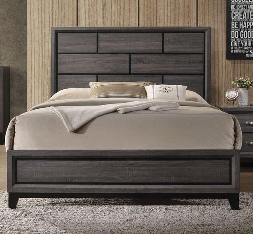 Acme Furniture Valdemar Queen Panel Bed in Weathered Gray 27050Q - Dinettes Plus Furniture