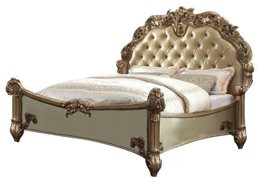 Acme Vendome Button Tufted Queen Bed in Gold Patina 23000Q - Dinettes Plus Furniture