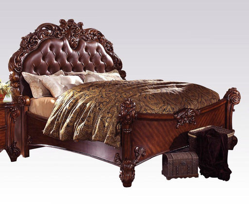 Acme Vendome Queen Panel Bed with Button Tufted Headboard in Cherry 22000Q - Dinettes Plus Furniture