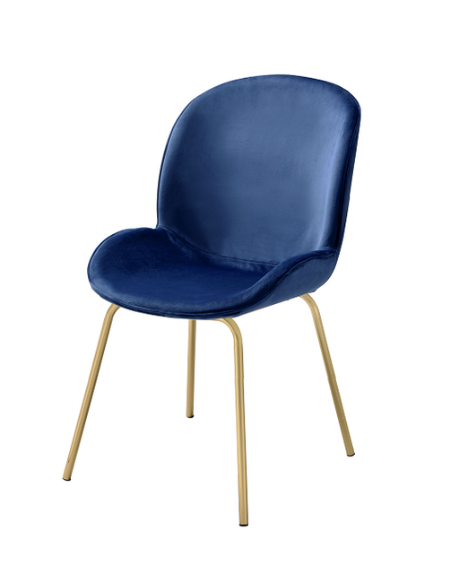 Chuchip Blue Velvet & Gold Side Chair - Dinettes Plus Furniture