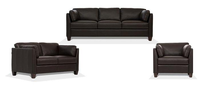 Matias Chocolate Leather Sofa - Dinettes Plus Furniture