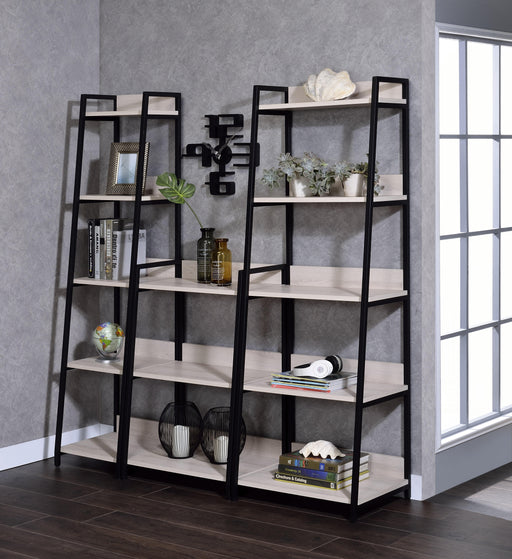 Wendral Natural & Black Bookshelf (5-Tier, 16"L) - Dinettes Plus Furniture
