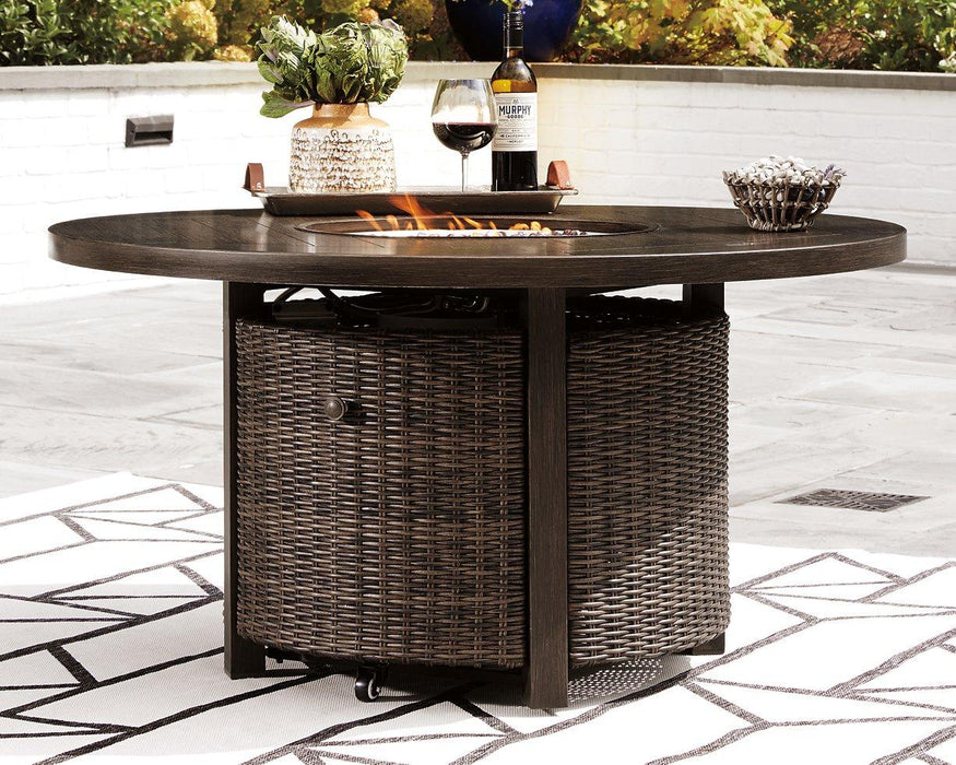 Paradise Trail Paradise Trail Fire Pit Table with 4 Nuvella Swivel Lounge Chairs