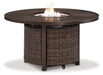 Paradise Trail Paradise Trail Fire Pit Table with 4 Nuvella Swivel Lounge Chairs - Dinettes Plus Furniture