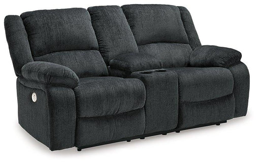 Draycoll Power Reclining Loveseat with Console - Dinettes Plus Furniture