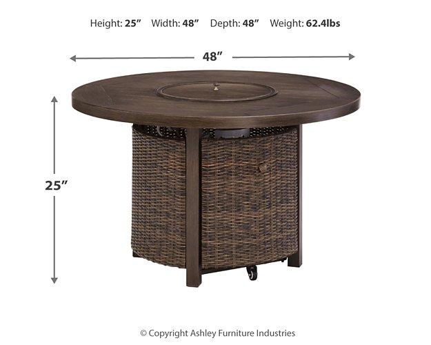 Paradise Trail Paradise Trail Fire Pit Table with 4 Nuvella Swivel Lounge Chairs - Dinettes Plus Furniture