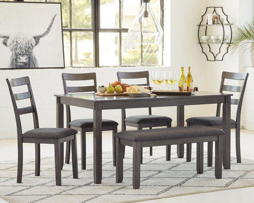 Bridson Dining Table and Chairs with Bench (Set of 6) - Dinettes Plus Furniture