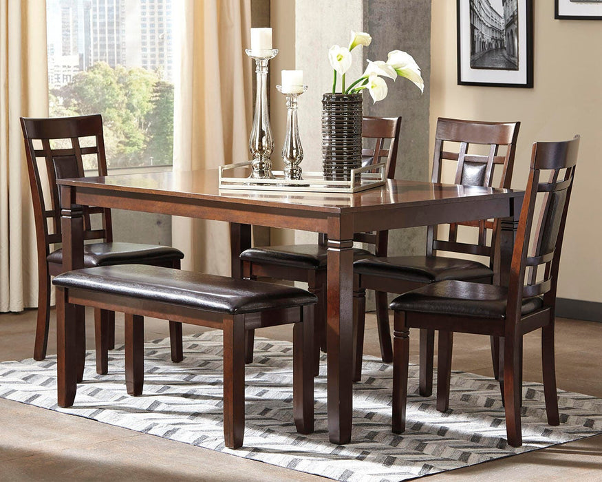 Bennox Dining Table and Chairs with Bench (Set of 6) - Dinettes Plus Furniture
