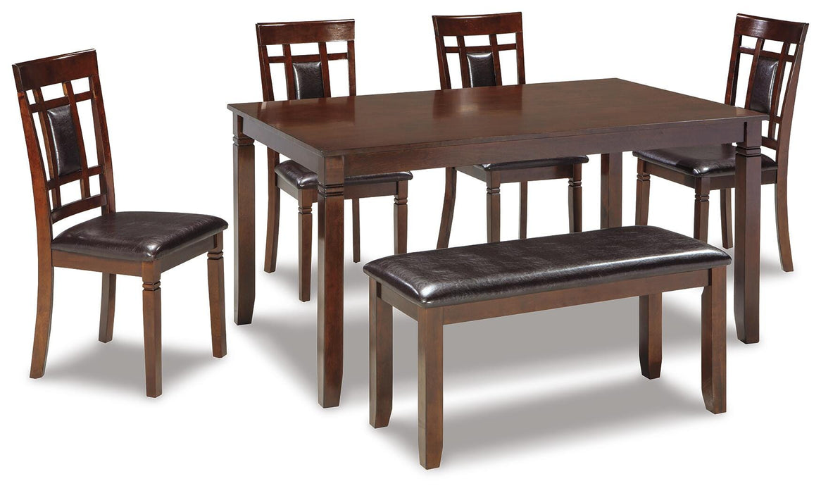 Bennox Dining Table and Chairs with Bench (Set of 6) - Dinettes Plus Furniture