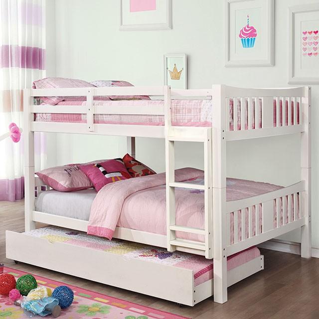 Cameron Dark Walnut, White & Gray Full/Full Bunk Bed
