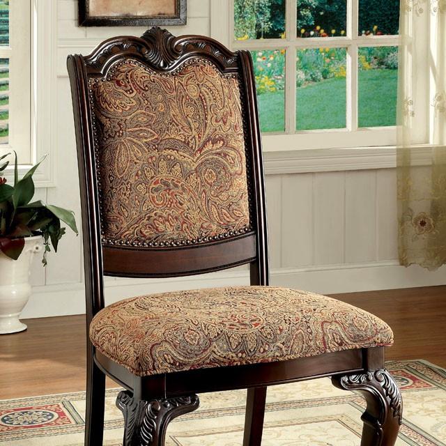 BELLAGIO Brown Cherry/Pattern Fabric Side Chair (2/CTN)