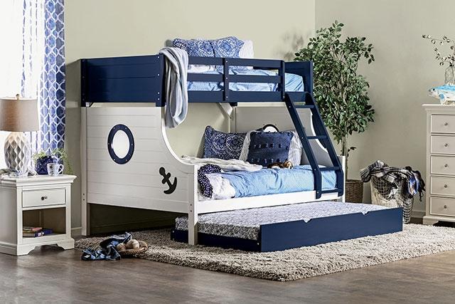 NAUTIA Blue/White Twin/Full Bunk Bed
