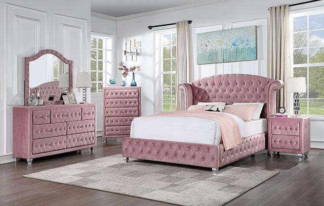 ZOHAR Queen Bed, Pink