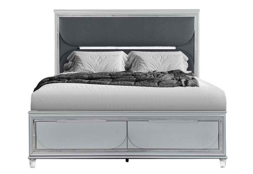 CALEB SILVER QUEEN BED WITH LED
