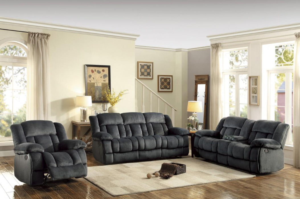 Homelegance Furniture Laurelton Double Glider Reclining Loveseat w/ Center Console in Charcoal 9636CC-2