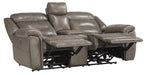 Danio Power Double Reclining Loveseat with Power Headrests in Brownish Gray 9528BRG-2PWH - Dinettes Plus Furniture