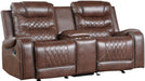 Putnam Double Glider Reclining Loveseat in Brown 9405BR-2 - Dinettes Plus Furniture