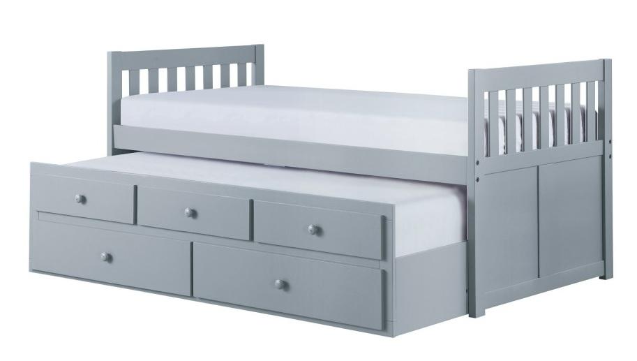 Orion Twin/Twin Trundle Bed w/ 2 Storage in Gray B2063PR-1* - Dinettes Plus Furniture