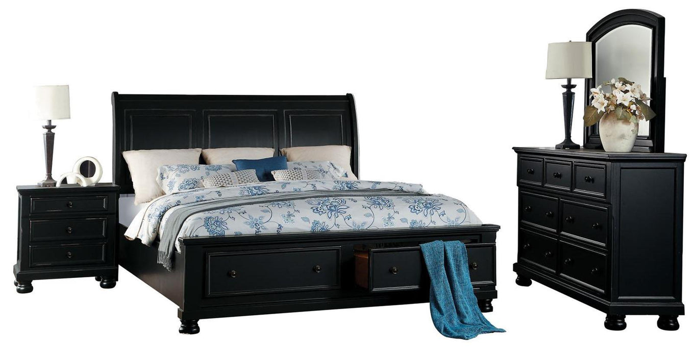 Laurelin Queen Sleigh Platform Storage Bed in Black 1714BK-1 - Dinettes Plus Furniture