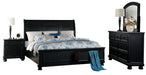 Laurelin Queen Sleigh Platform Storage Bed in Black 1714BK-1 - Dinettes Plus Furniture