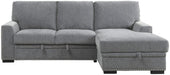Morelia 2pc Sectional with Pull Out Bed and Right Chaise in Dark Gray 9468DG*2RC2L - Dinettes Plus Furniture