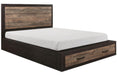 Miter Queen Platform Bed with Footboard Storage in Rustin Mahogany & Dark Ebony 1762-1* - Dinettes Plus Furniture