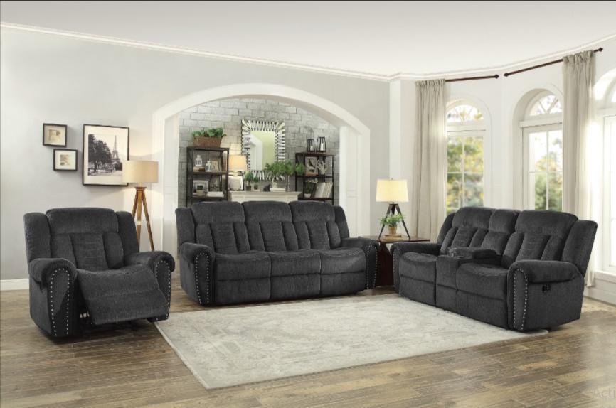 Nutmeg Double Reclining Loveseat in Charcoal Gray 9901CC-2 - Dinettes Plus Furniture