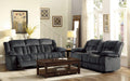 Laurelton Double Glider Reclining Loveseat w/ Center Console in Charcoal 9636CC-2 - Dinettes Plus Furniture