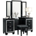Allura Vanity Dresser with Mirror in Black 1916BK-15* - Dinettes Plus Furniture