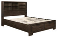 Chesky Queen Bookcase Bed with Footboard Storage in Warm Espresso 1753-1* - Dinettes Plus Furniture