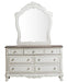 Cinderella Mirror in Antique White with Grey Rub-Through 1386NW-6 - Dinettes Plus Furniture