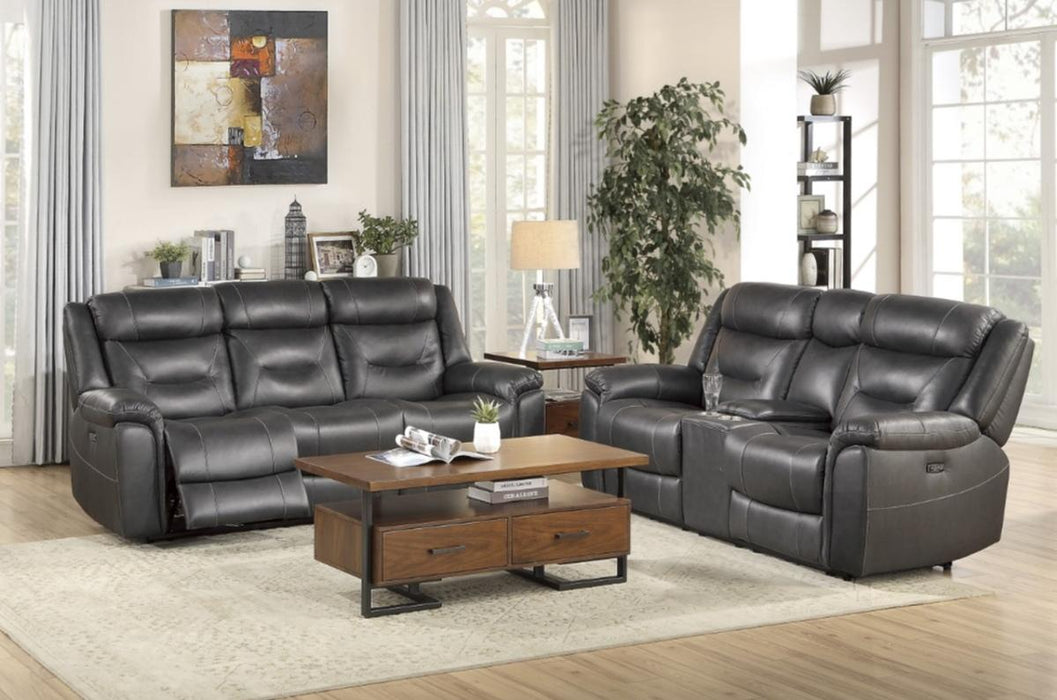 Danio Power Double Reclining Sofa with Power Headrests in Dark Gray 9528DGY-3PWH - Dinettes Plus Furniture