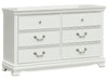 Lucida 6 Drawer Dresser in White 2039W-5 - Dinettes Plus Furniture