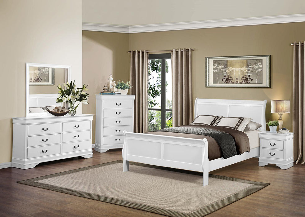Mayville Queen Sleigh Bed in White 2147W-1 - Dinettes Plus Furniture