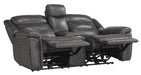 Danio Power Double Reclining Loveseat with Power Headrests in Dark Gray 9528DGY-2PWH - Dinettes Plus Furniture