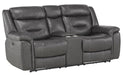 Danio Power Double Reclining Loveseat with Power Headrests in Dark Gray 9528DGY-2PWH - Dinettes Plus Furniture