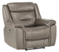 Danio Power Double Reclining Chair with Power Headrests in Brownish Gray 9528BRG-1PWH - Dinettes Plus Furniture