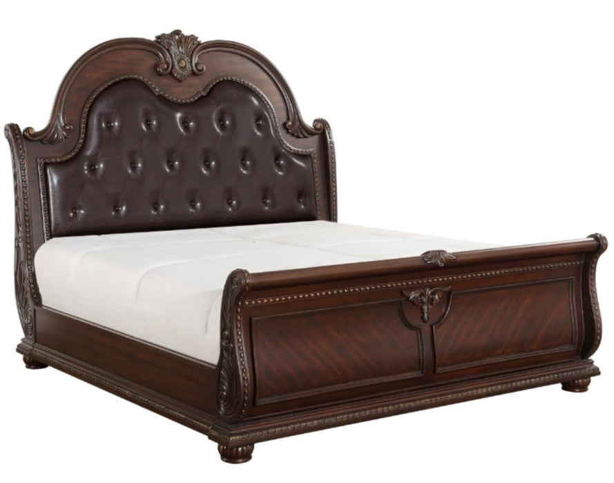 Cavalier Queen Sleigh Bed in Dark Cherry 1757-1* - Dinettes Plus Furniture