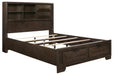 Chesky Queen Bookcase Bed with Footboard Storage in Warm Espresso 1753-1* - Dinettes Plus Furniture