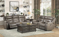 Danio Power Double Reclining Loveseat with Power Headrests in Brownish Gray 9528BRG-2PWH - Dinettes Plus Furniture