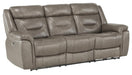 Danio Power Double Reclining Sofa with Power Headrests in Brownish Gray 9528BRG-3PWH - Dinettes Plus Furniture