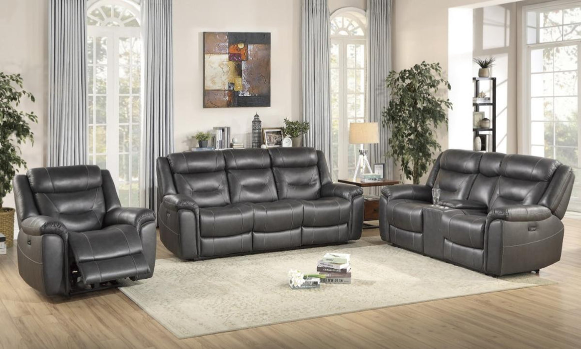 Danio Power Double Reclining Sofa with Power Headrests in Dark Gray 9528DGY-3PWH - Dinettes Plus Furniture