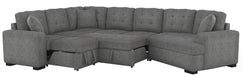 Logansport Right Side Cuddler with 1 Pillow in Gray 9401GRY-RU - Dinettes Plus Furniture